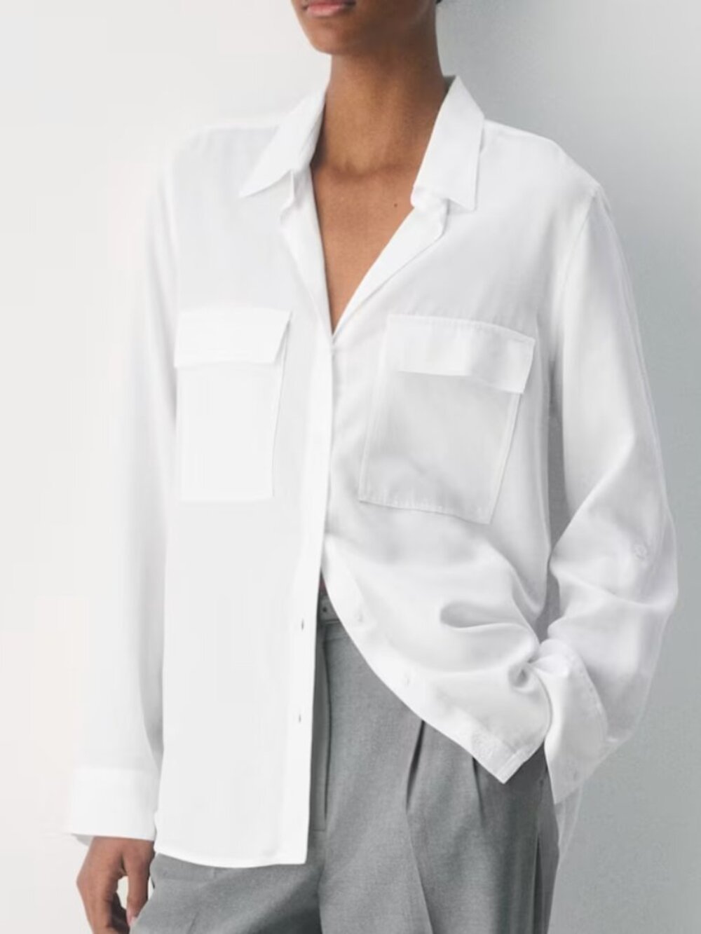 Babaton - Utility Shirt - TENCEL Lyocell - Medium - White